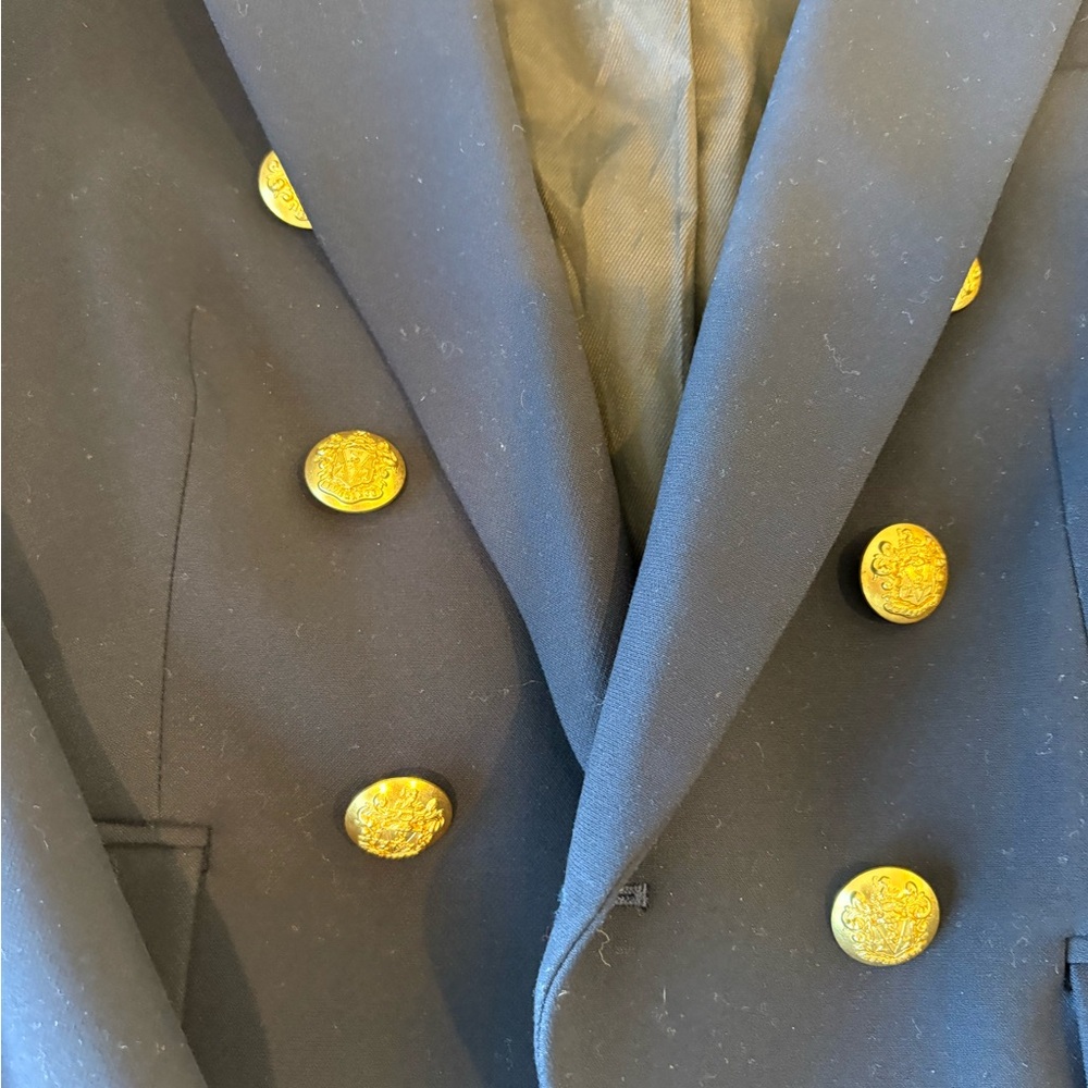 Veronica Beard Navy Double-Breasted Blazer with Gold Buttons - Picture 2 of 10